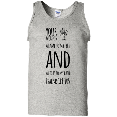 Bible Verse Men 100% Cotton Tank Top - "Psalm 119:105" Design 19 (Black Font) - Meditate Healing Christian Store