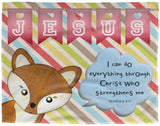 Hope Inspiring Kids Snuggly Blanket - Christ Strengthens Me ~Philippians 4:13~ (Design: Fox)
