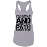 Bible Verses Ladies Ideal Racerback Tank - "Psalm 119:105" Design 7 (Black Font) - Meditate Healing Christian Store