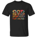 Bible Verse Men 5.3 oz. T-Shirt - "Psalm 73:26" Design 3 - Meditate Healing Christian Store