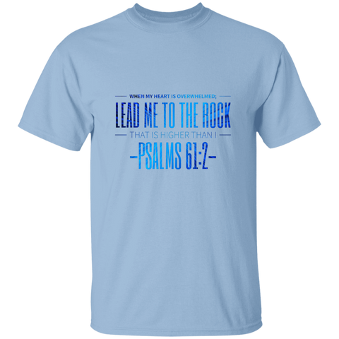 Bible Verse Men 5.3 oz. T-Shirt - "Psalm 61:2" Design 4 - Meditate Healing Christian Store