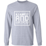 Bible Verse Long Shirt Ultra Cotton T-Shirt - "Psalm 119:105" Design 12 (White Font) - Meditate Healing Christian Store