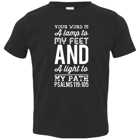 Bible Verse Toddler Jersey T-Shirt - "Psalm 119:105" Design 3 (White Font) - Meditate Healing Christian Store