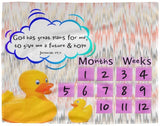 Cozy Plush Baby Milestone Blanket - God Has Great Plans For Me ~Jeremiah 29:11~ (Design: Ducks)