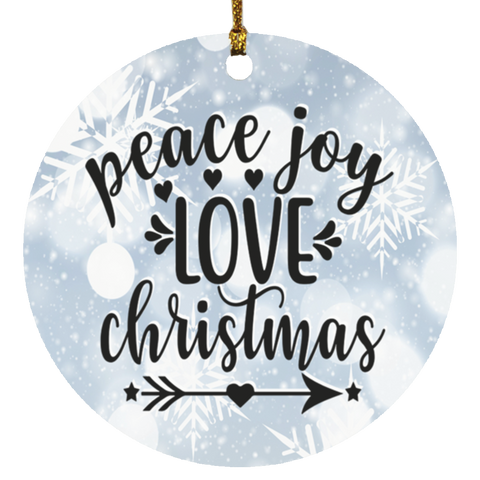Durable MDF High-Gloss Christmas Ornament: Peace Joy Love Christmas (Design: Round-White Snowflake)