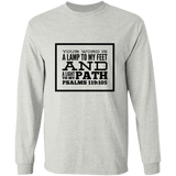 Bible Verse Long Sleeve  Ultra Cotton T-Shirt - "Psalm 119:105" Design 13 (Black Font) - Meditate Healing Christian Store