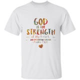 Bible Verse Men 5.3 oz. T-Shirt - "Psalm 73:26" Design 12 - Meditate Healing Christian Store