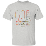 Bible Verse Men 5.3 oz. T-Shirt - "Psalm 73:26" Design 18 - Meditate Healing Christian Store