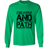 Bible Verse Unisex Long Sleeve T-Shirt - Your Word Is Light To My Path ~Psalm 119:105~ Design 7