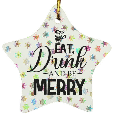 Durable MDF High-Gloss Christmas Ornament: Eat, Drink And Be Merry (Design: Star-Rainbow Snowflake)
