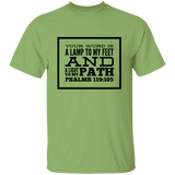 Bible Verse Men 5.3 oz. T-Shirt - "Psalm 119:105" Design 13 (Black Font) - Meditate Healing Christian Store