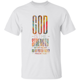 Bible Verse Men 5.3 oz. T-Shirt - "Psalm 73:26" Design 19 - Meditate Healing Christian Store