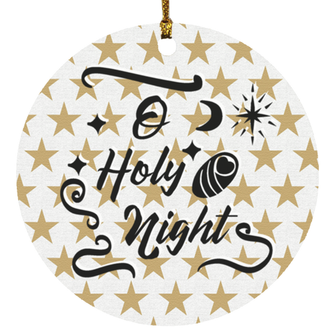 Durable MDF High-Gloss Christmas Ornament: O Holy Night (Design: Round-Gold Star)