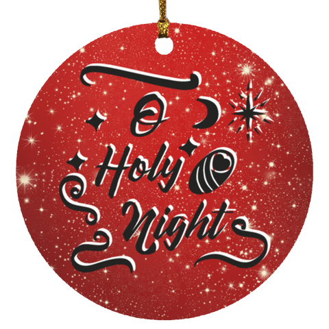 Durable MDF High-Gloss Christmas Ornament: O Holy Night (Design: Round-Red)