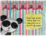Hope Inspiring Kids Snuggly Blanket - God Has Great Plans For Me ~Jeremiah 29:11~ (Design: Panda 1)