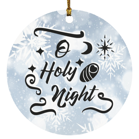 Durable MDF High-Gloss Christmas Ornament: O Holy Night (Design: Round-White Snowflake)