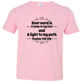 Bible Verse Toddler Jersey T-Shirt - "Psalm 119:105" Design 1 (Black Font) - Meditate Healing Christian Store