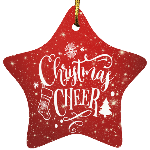 Durable MDF High-Gloss Christmas Ornament: Christmas Cheer (Design: Star-Red)