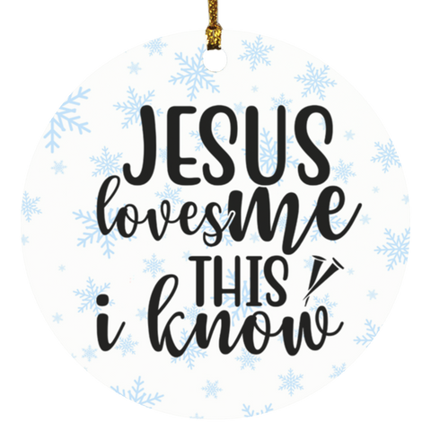 Durable MDF High-Gloss Christmas Ornament: Jesus Loves Me This I Know (Design: Round-Blue Snowflake)