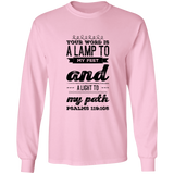 Bible Verse Long Sleeve  Ultra Cotton T-Shirt - "Psalm 119:105" Design 17 (Black Font) - Meditate Healing Christian Store