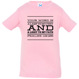 Bible Verse Infant Jersey T-Shirt - "Psalm 119:105" Design 11 (Black Font) - Meditate Healing Christian Store