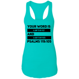 Bible Verses Ladies Ideal Racerback Tank - "Psalm 119:105" Design 21 (Black Font) - Meditate Healing Christian Store