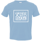 Bible Verse Toddler Jersey T-Shirt - "Psalm 119:105" Design 13 (White Font) - Meditate Healing Christian Store