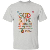 Bible Verse Men 5.3 oz. T-Shirt - "Psalm 73:26" Design 7 - Meditate Healing Christian Store