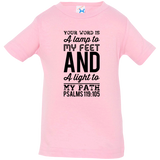 Bible Verse Infant Jersey T-Shirt - "Psalms 119:105" Design 3 (Black Font) - Meditate Healing Christian Store