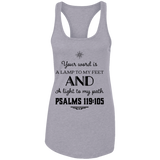 Bible Verses Ladies Ideal Racerback Tank - "Psalm 119:105" Design 5 (Black Font) - Meditate Healing Christian Store