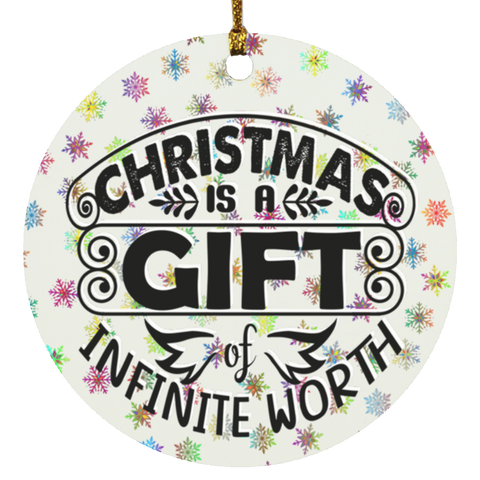Durable MDF High-Gloss Christmas Ornament: Christmas Is A Gift Of Infinite Worth (Design: Round-Rainbow Snowflake)