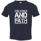 Bible Verse Toddler Jersey T-Shirt - "Psalm 119:105" Design 7 (White Font) - Meditate Healing Christian Store