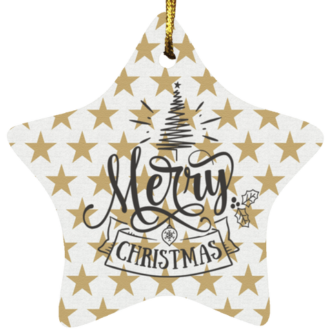 Durable MDF High-Gloss Christmas Ornament: Merry Christmas (Design: Star-Gold Star)