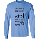 Bible Verse Long Sleeve  Ultra Cotton T-Shirt - "Psalm 119:105" Design 18 (Black Font) - Meditate Healing Christian Store