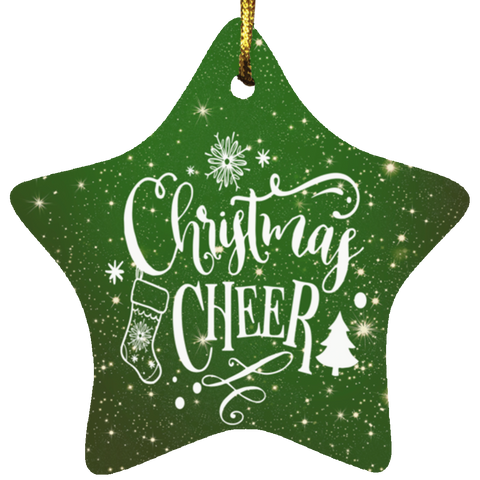 Durable MDF High-Gloss Christmas Ornament: Christmas Cheer (Design: Star-Green)