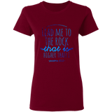 Bible Verses Ladies' 5.3 oz. T-Shirt - "Psalm 61:2" Design 7 - Meditate Healing Christian Store