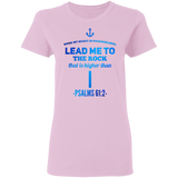 Bible Verses Ladies' 5.3 oz. T-Shirt - "Psalms 61:2" Design 1 - Meditate Healing Christian Store