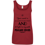 Bible Verses Ladies' 100% Ringspun Cotton Tank Top - "Psalm 119:105" Design 5 (Black Font) - Meditate Healing Christian Store
