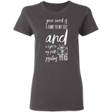 Bible Verse Ladies' 5.3 oz. T-Shirt - "Psalm 119:105" Design 18 (White Font) - Meditate Healing Christian Store