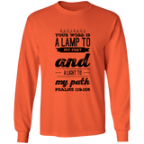 Bible Verse Long Sleeve  Ultra Cotton T-Shirt - "Psalm 119:105" Design 17 (Black Font) - Meditate Healing Christian Store