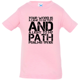 Bible Verse Infant Jersey T-Shirt - "Psalm 119:105" Design 7 (Black Font) - Meditate Healing Christian Store