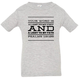 Bible Verse Infant Jersey T-Shirt - "Psalm 119:105" Design 11 (Black Font) - Meditate Healing Christian Store