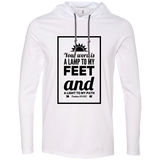 Bible Verse Men Long Sleeve T-Shirt Hoodie - "Psalm 119:105" Design 2 (Black Font) - Meditate Healing Christian Store