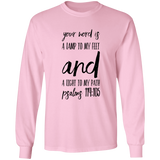 Bible Verse Unisex Long Sleeve T-Shirt - Your Word Is Light To My Path ~Psalm 119:105~ Design 9