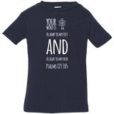Bible Verse Infant Jersey T-Shirt - "Psalm 119:105" Design 19 (White Font) - Meditate Healing Christian Store