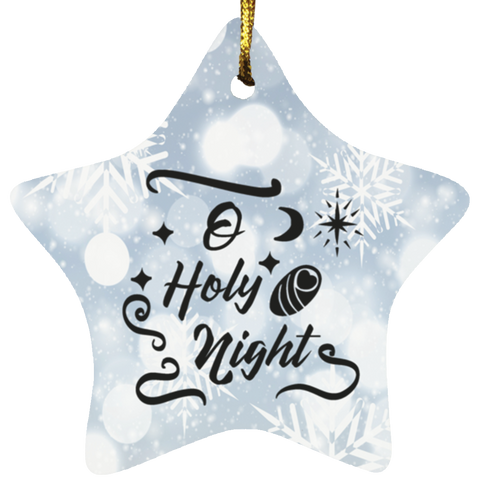 Durable MDF High-Gloss Christmas Ornament: O Holy Night (Design: Star-White Snowflake)