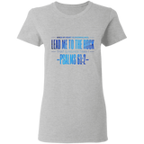 Bible Verses Ladies' 5.3 oz. T-Shirt - "Psalm 61:2" Design 4 - Meditate Healing Christian Store