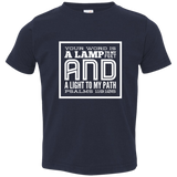 Bible Verse Toddler Jersey T-Shirt - "Psalm 119:105" Design 12 (White Font) - Meditate Healing Christian Store