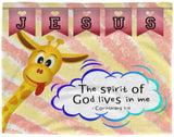 Hope Inspiring Kids Snuggly Blanket - Spirit Of God Lives In Me ~1 Corinthians 3:16~ (Design: Giraffe 1)