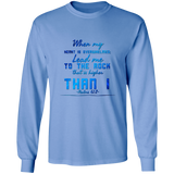 Bible Verse Ladies' Cotton Long Sleeve T-Shirt - Lead Me To The Rock That Is Higher Than I ~Psalms 61:2~ Design 6